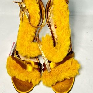 Sam Edelman Satin Fur Heels 9.5 New